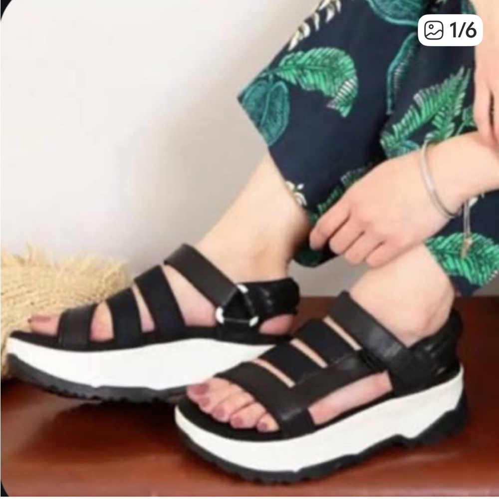Teva Black Platform Sport Sandals Flatform Chunky Hiking Utility Sandals 9.5